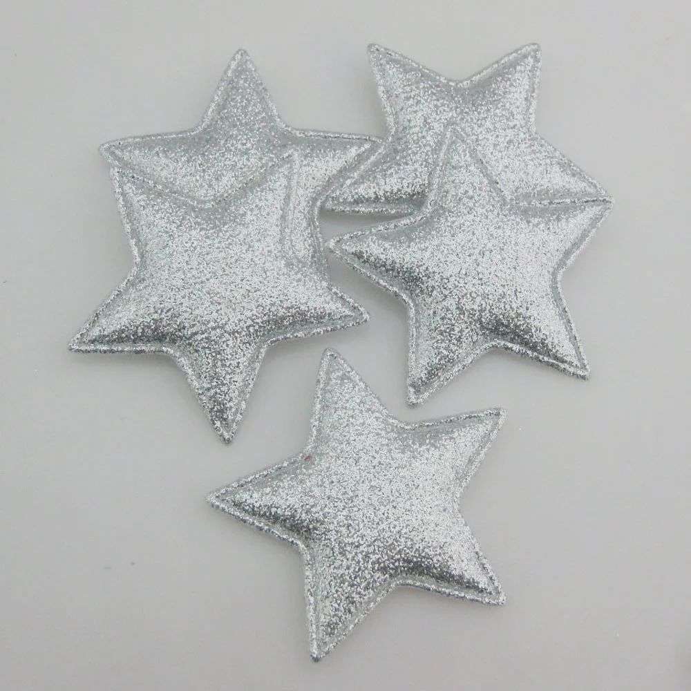 20 pezzi di applicazioni imbottite a forma di stella in tessuto glitterato per accessori di gioielli per la decorazione artigianale