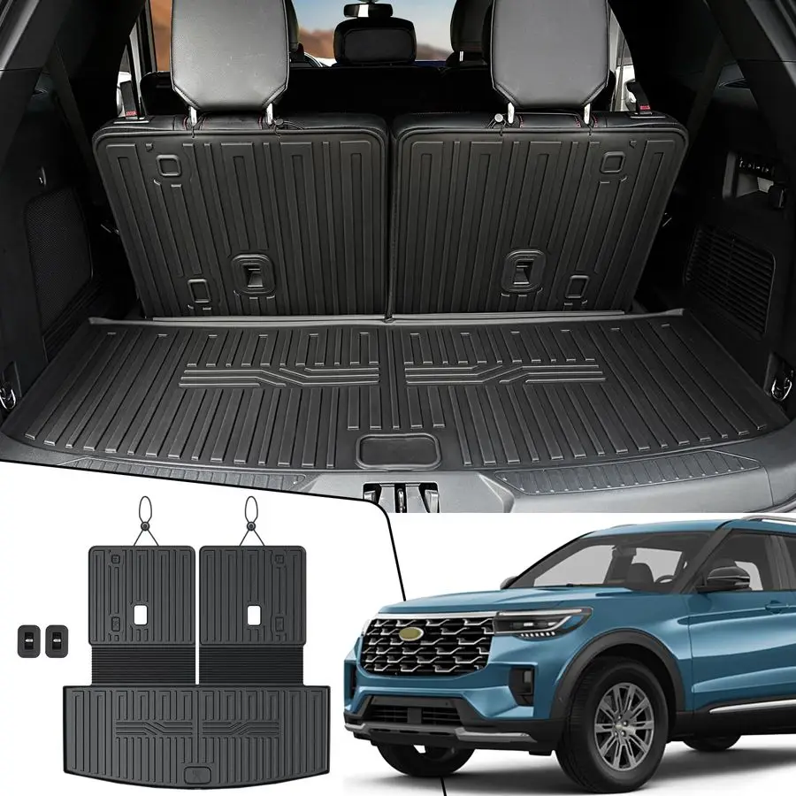 

Mat with Backrest Mats for 20202025 2026 Ford Explorer Car Mat Accessories, All Weather TPE Cargo Liner Trunk Mat Active ST Line