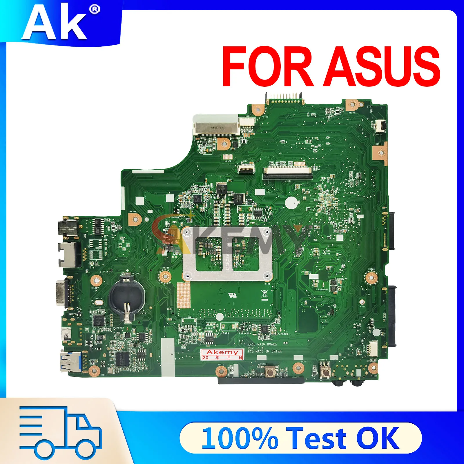 K43L K84L Mainboard For ASUS X44H X84H X44K Laptop Motherboard I3-2330M UMA 100% Tested OK