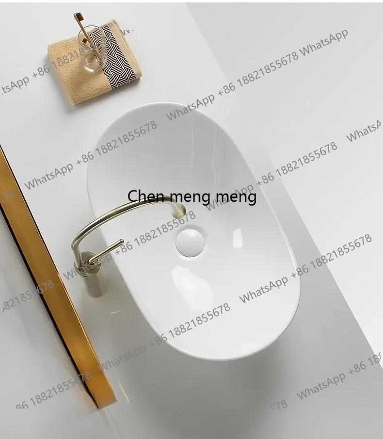 

Умывальник RR для ванной комнаты, белый, ультратонкий, настольный, керамический, овальный, для балкона, 60*36*16 см