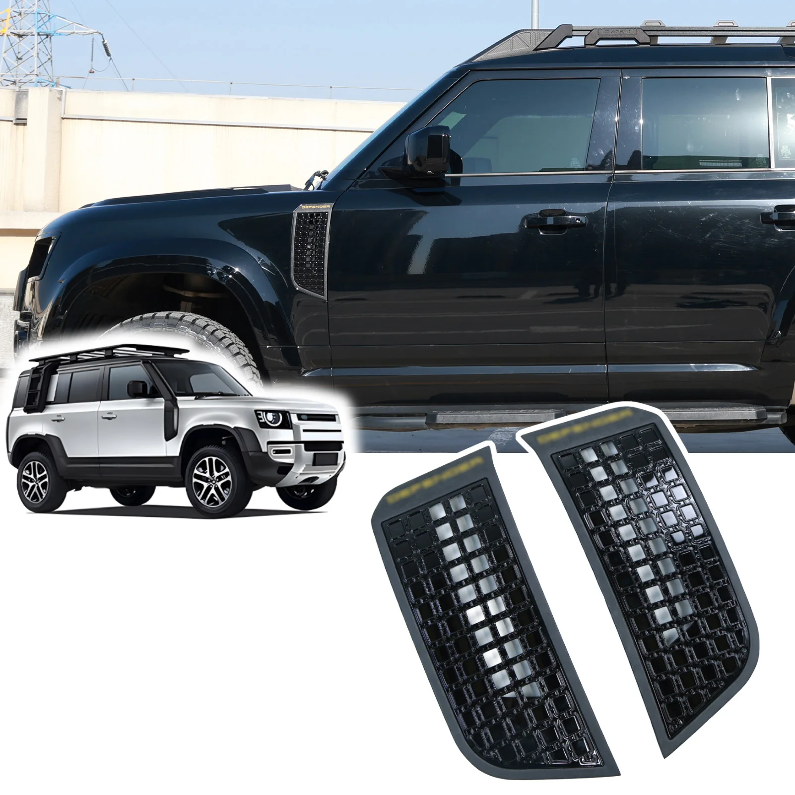 Car Modification Accessories OCTA Style Carbon Fiber Side Vent Cover for Land Rover Defender Accessories 90/110/130 2020