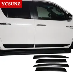 2015-2025 Injection Black Side Molding Body Kits Trim For Toyota Hilux Revo Rocco 2016-2019 2020 2021 Car Accessories