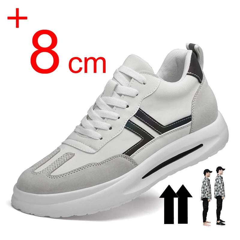 

New Men Sneakers Elevator Shoes Leather Casual Heightening Shoes For Men 8CM 6CM Insole Increased Lift Tenis Masculino Male