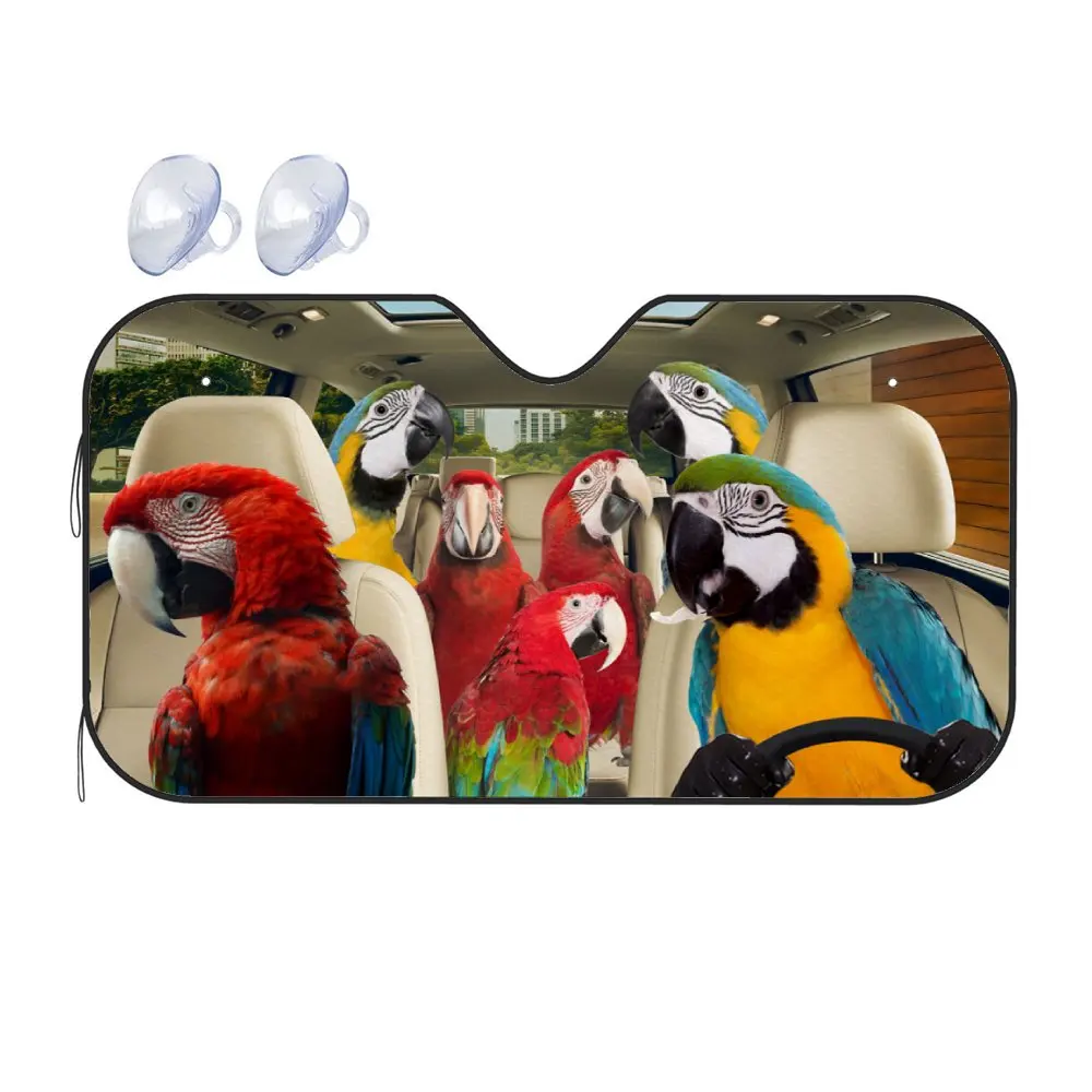 Parrot Driving Car Interior Front Windshield Sun Shade,Auto Accessories Spider Sunshade for Truck SUV- Blocks Uv Rays Protector