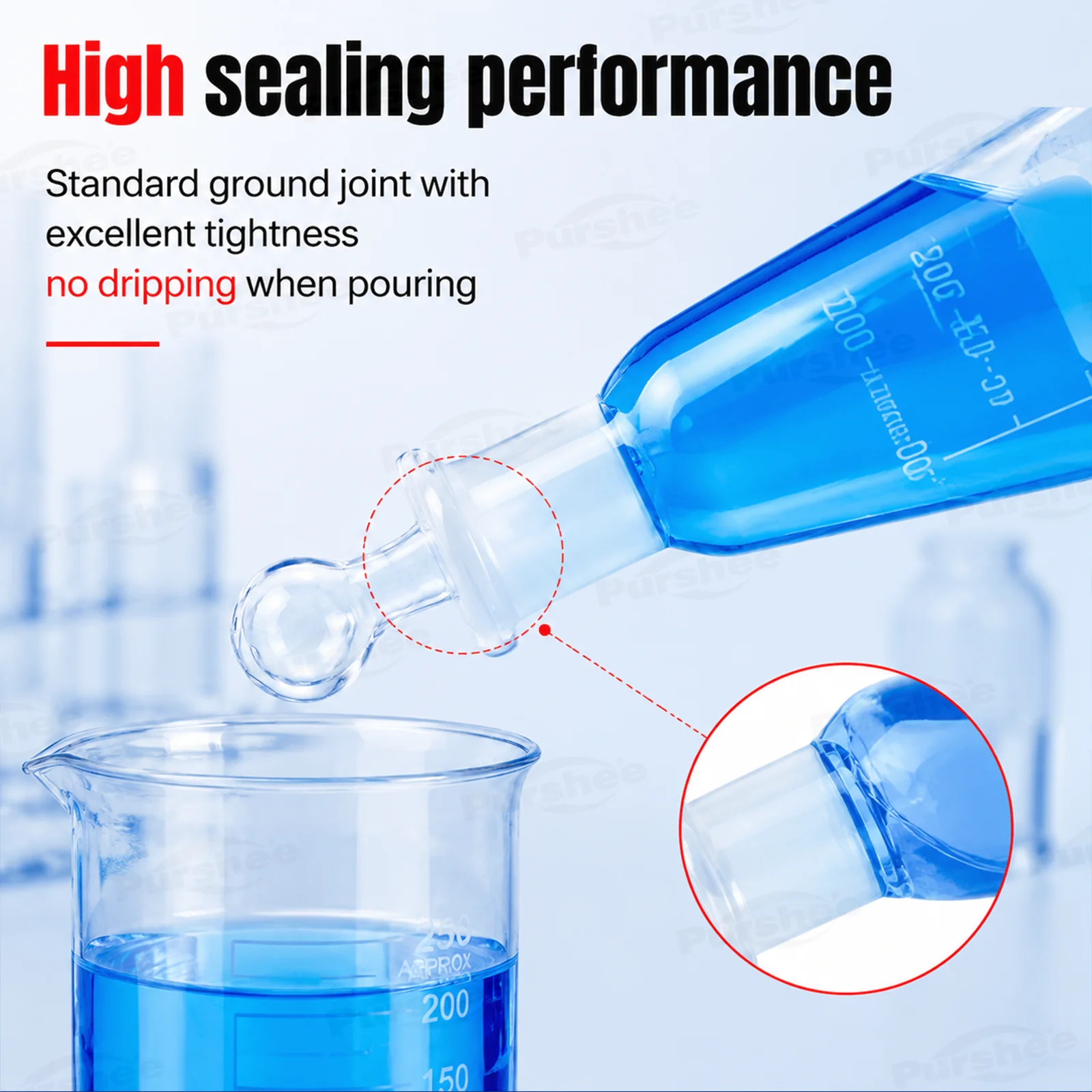 JGS-2 Quarz-Erlenmeyerkolben 50ml 100ml 150ml 250ml Hochtemperaturbeständiger Graduierter Konischer Kolben Labor-Messglaswaren – Detail 6