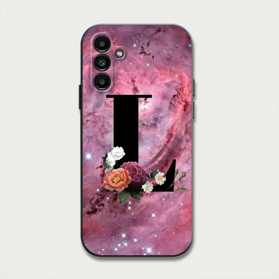 Phone Case for Motorola Moto Eage 30 Lite 20 40 Pro G9 Power G9 Play One Funsion Plus Initials Flowers Pink Black Soft Cover