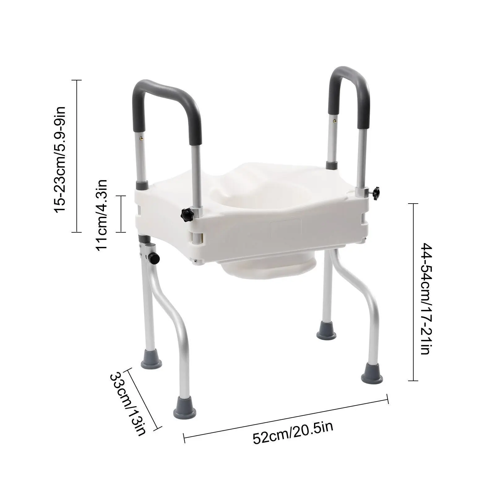 Imagen 5: Asiento Elevador para Inodoro Ajustable en Altura de 11 cm con Apoyabrazos Resistentes, Ayuda de Seguridad para Baño para Personas Mayores, Discapacitados y Recuperación Postoperatoria