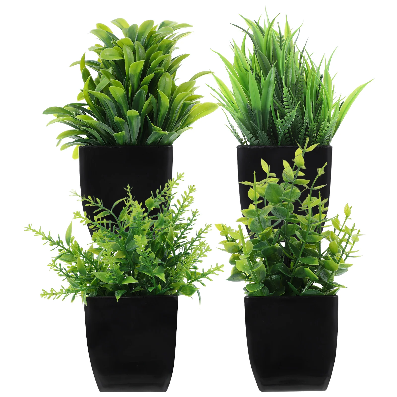 

4Pcs Fake Plants Black Pot Mini Artificial Eucalyptus Potted Plants Small Faux Grass Greenery Indoor Bathroom Office Home Table