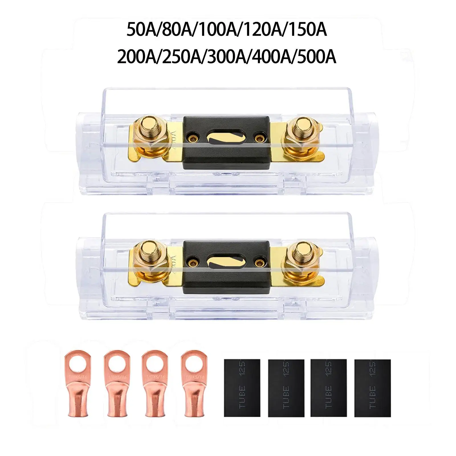 2 Pieces Anl Fuse with Fuses Holders Replacement Transparent Cover Simple