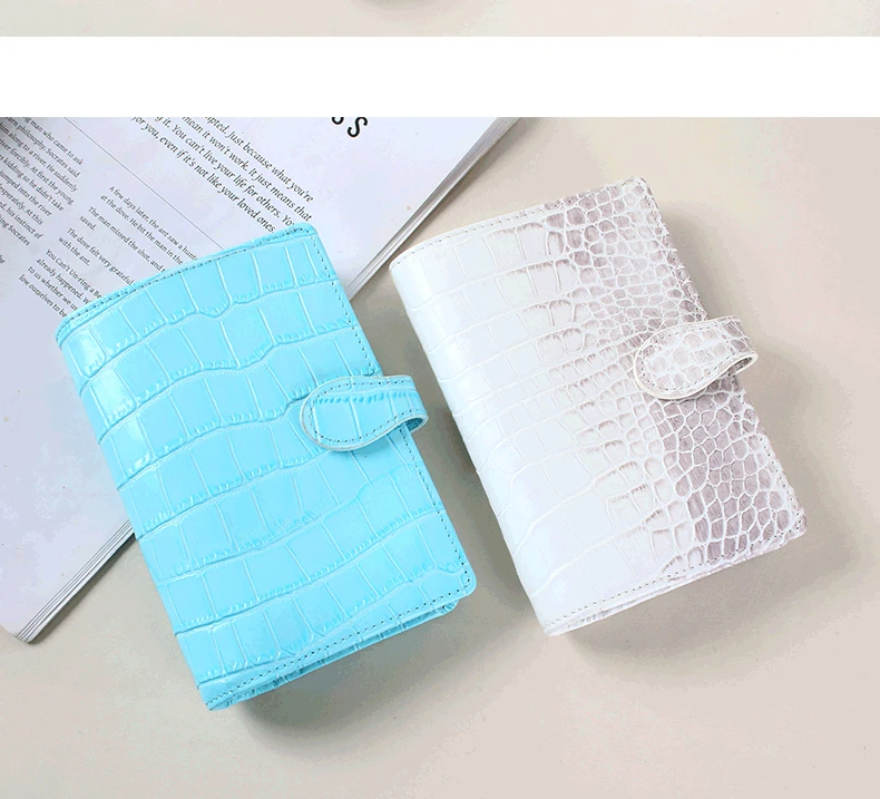 crocodile-pattern-leather-macaron-color-ring-binder-notebook-business-fashion-office-supplies-plain-paper-daily-planner