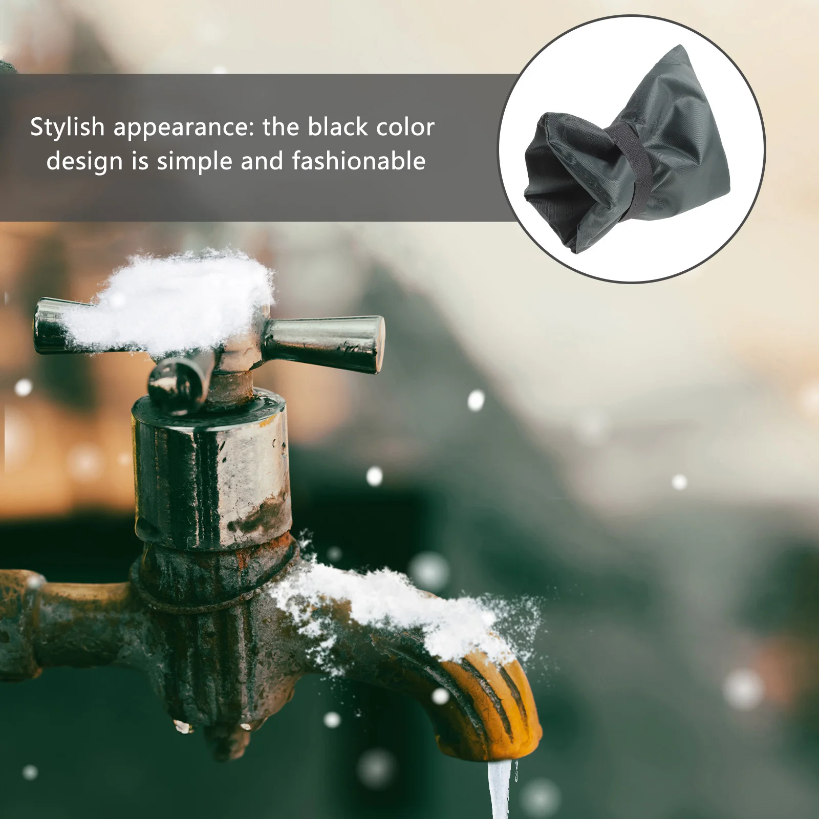 

2pcs Faucet Winter Outside Faucet Covers For Winter Insulated Anti Freeze Outdoor Tap Protector Black PVC Kitchen Facility