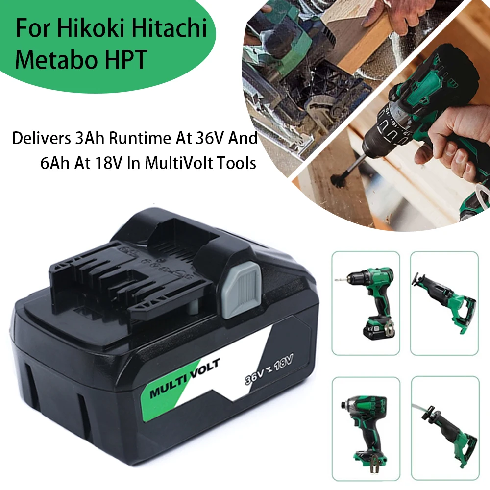 BSL36A18 18V 6.0Ah/36V 3.0Ah MultiVolt Li-ion Rechargeable Battery for Hikoki Hitachi Metabo HPT 18V 36V Slide-type Power Tools