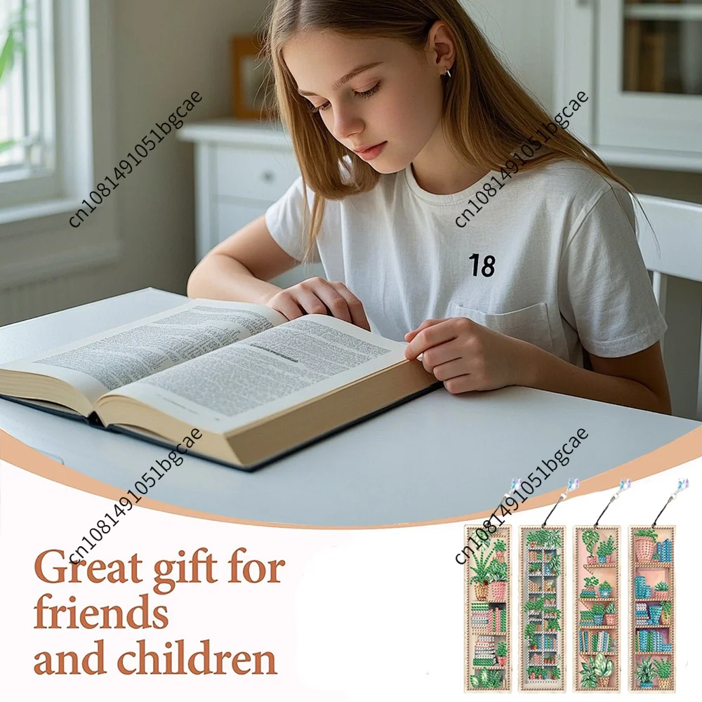 4/8/12Pcs DIY Diamond Painting Bookmark Special Shaped Diamond Painting Art Bookmarks with Pendant for Adults Book Lovers