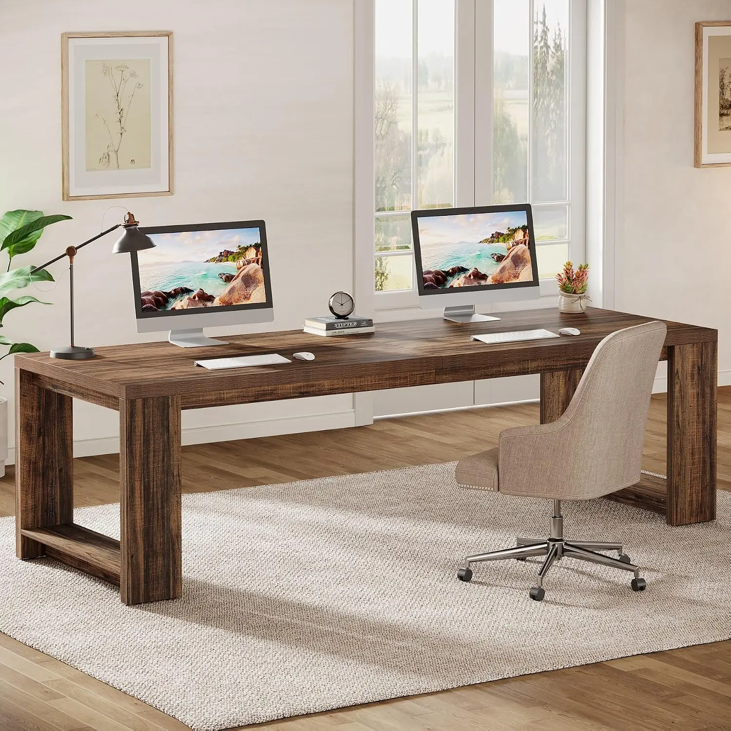 Extra Long 2 Person Desk, 86.6