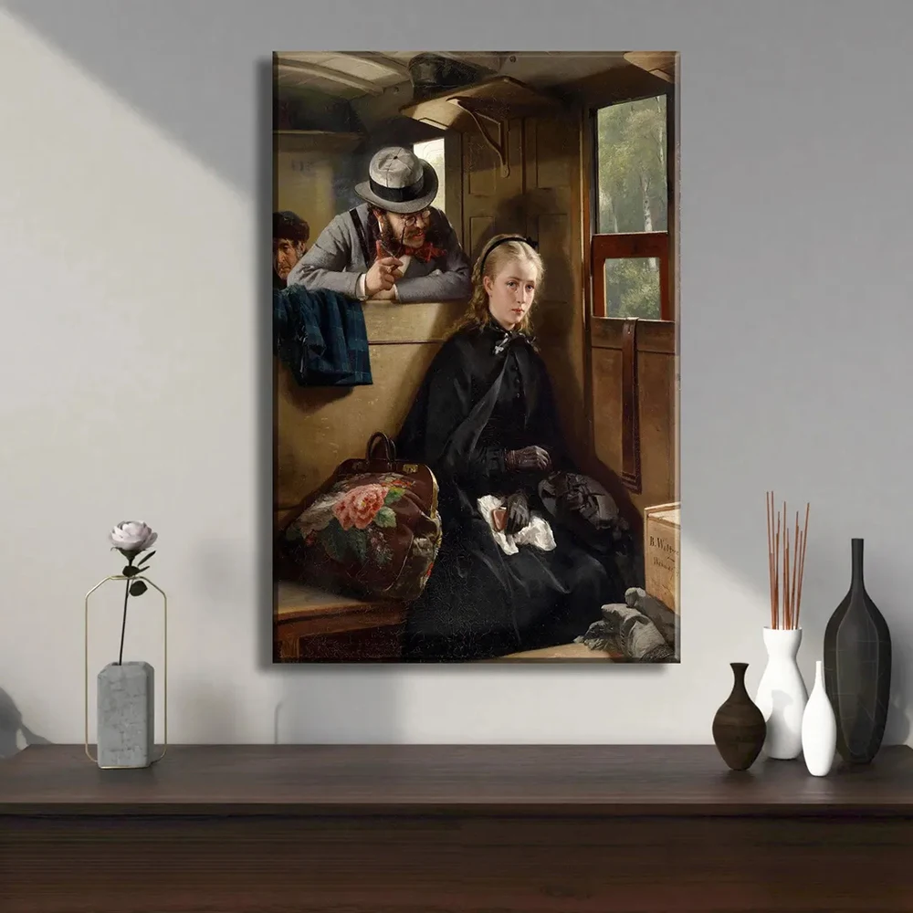 Berthold Woltze The Irritating Gentleman Canvas Painting Vintage Train Scene Classic Poster  Der Lästige Kavalier Wall Art Decor