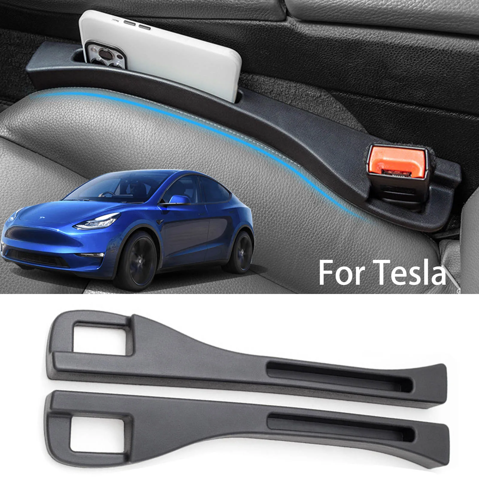 For Tesla Model Y Model 3 Model X Model S Car Seat Crevice Organizer Storage Seat Gap Filler Car Decoration Supplies 2022 2023