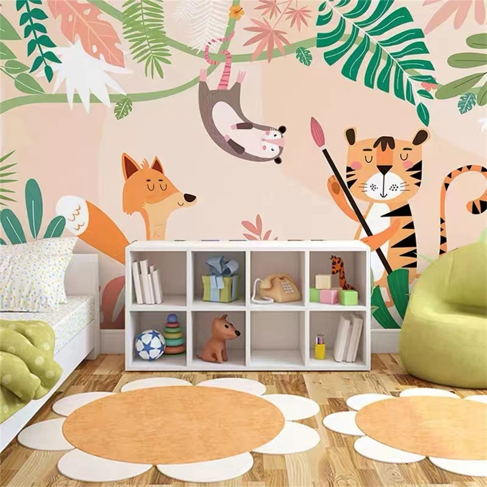 

Пользовательские мультяшные милые животные настенные обои для детского дома, украшения салона, фон, фотообои, домашний декор, живопись