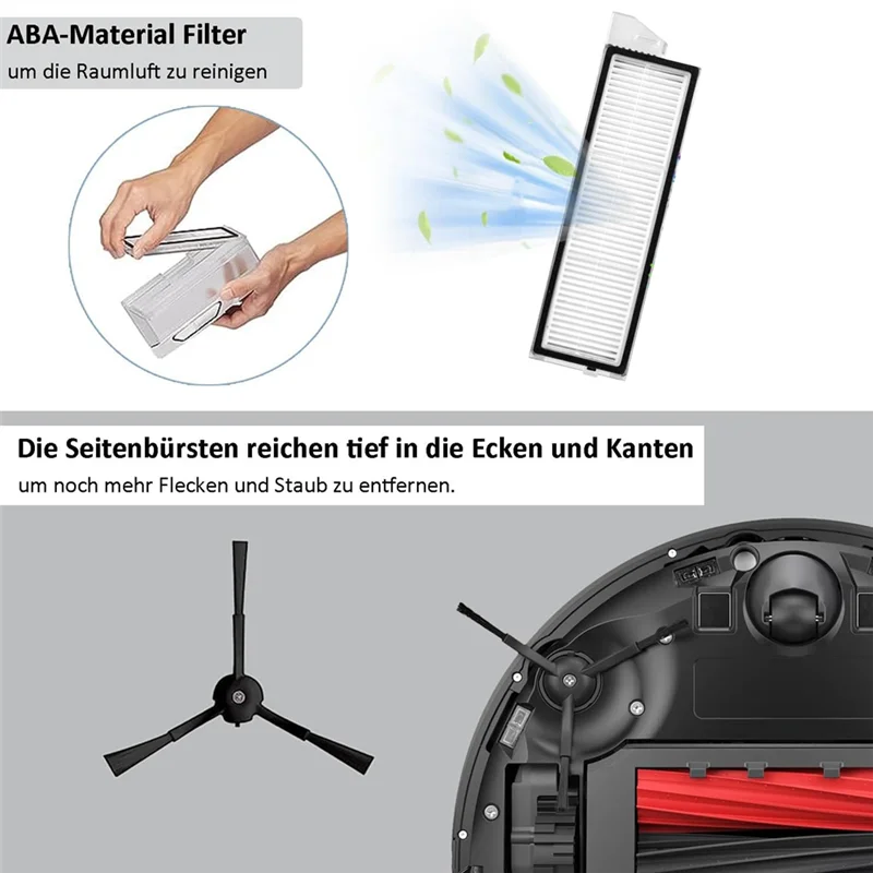 TAIGH-For Roborock S8 Maxv Ultra Main Side Brush Hepa Filter Mop Cloth Dust Bags Robot Vacuum Cleaner Accessories