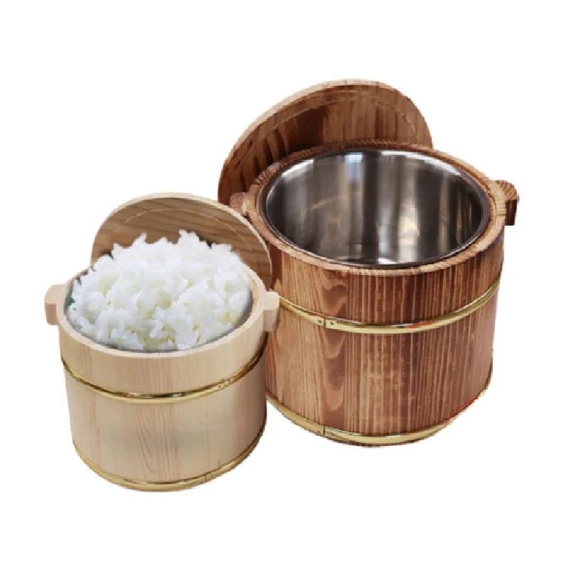 

LICE-деревянные бочки с крышкой, миска для риса, пивной бар, реквизит для фотосъемки, изолированное ведро для риса из нержавеющей стали, изолированная посуда B 18