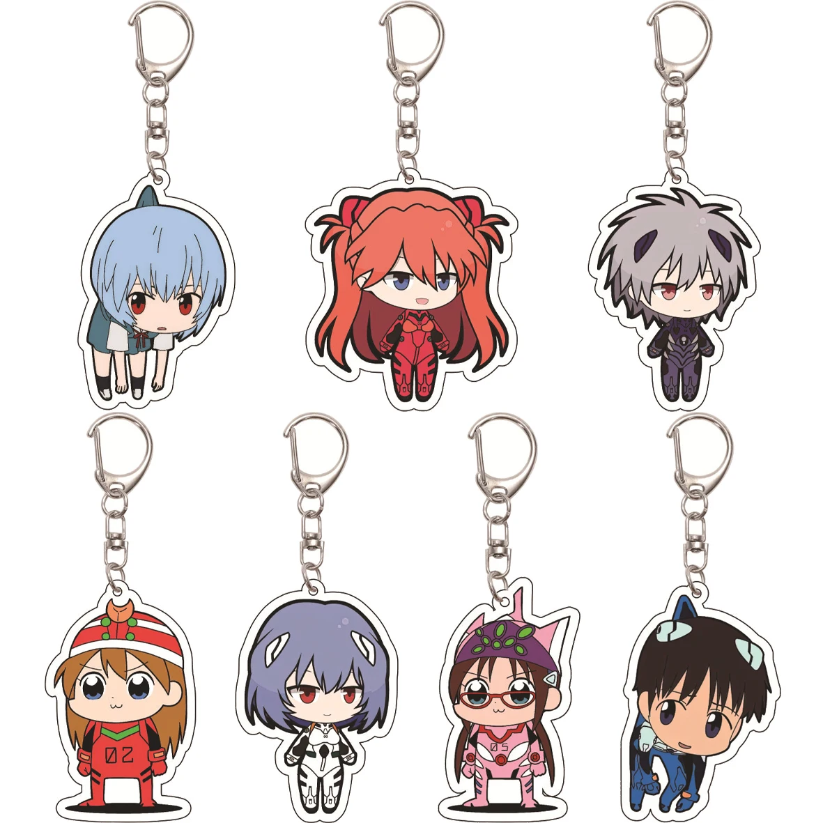 55MM Anime EVA ‌   Neon Genesis Evangelion Ayanami Rei Asuka Langley Soryu Shinji Ikari Acryl-Schlüsselanhänger, niedliche Geburtstagsgeschenke