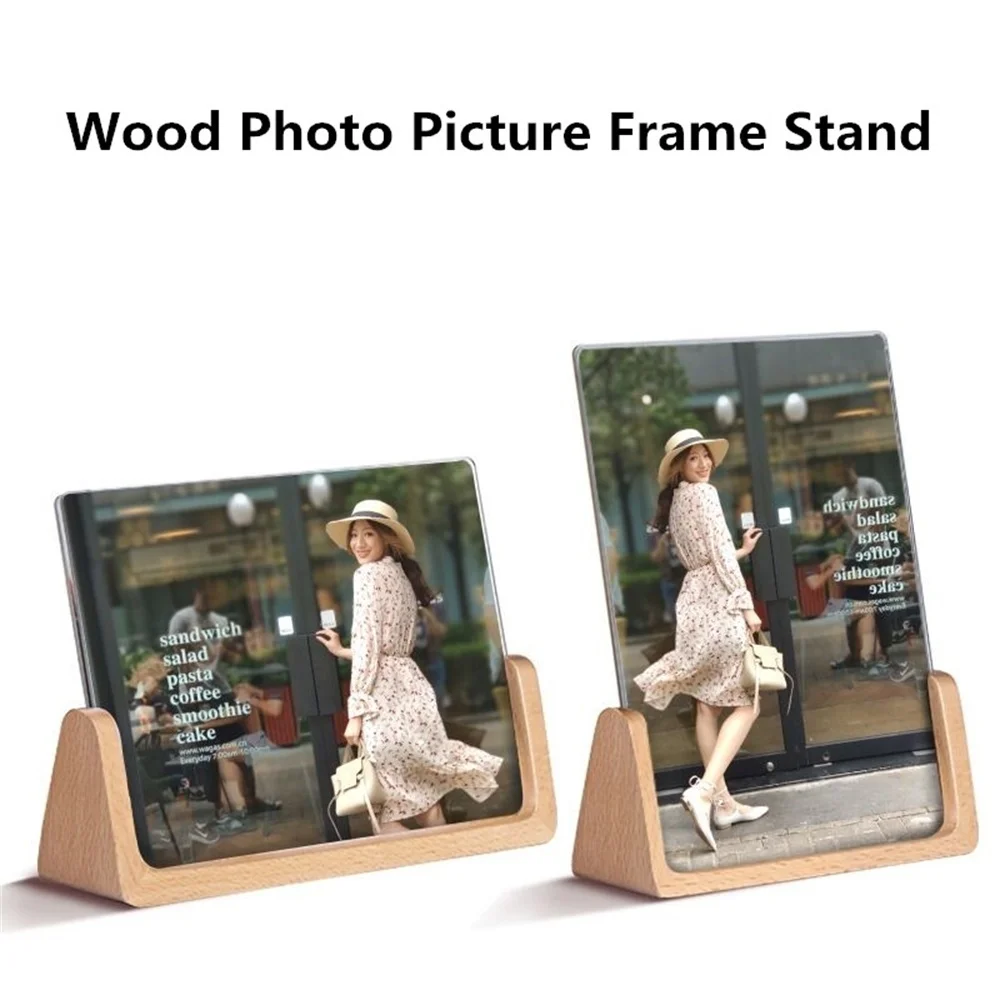 8 Inch Wood Acrylic Card Holder Display Stands Table Number Photo Picture Poster Frame Menu Paper Holder Stand