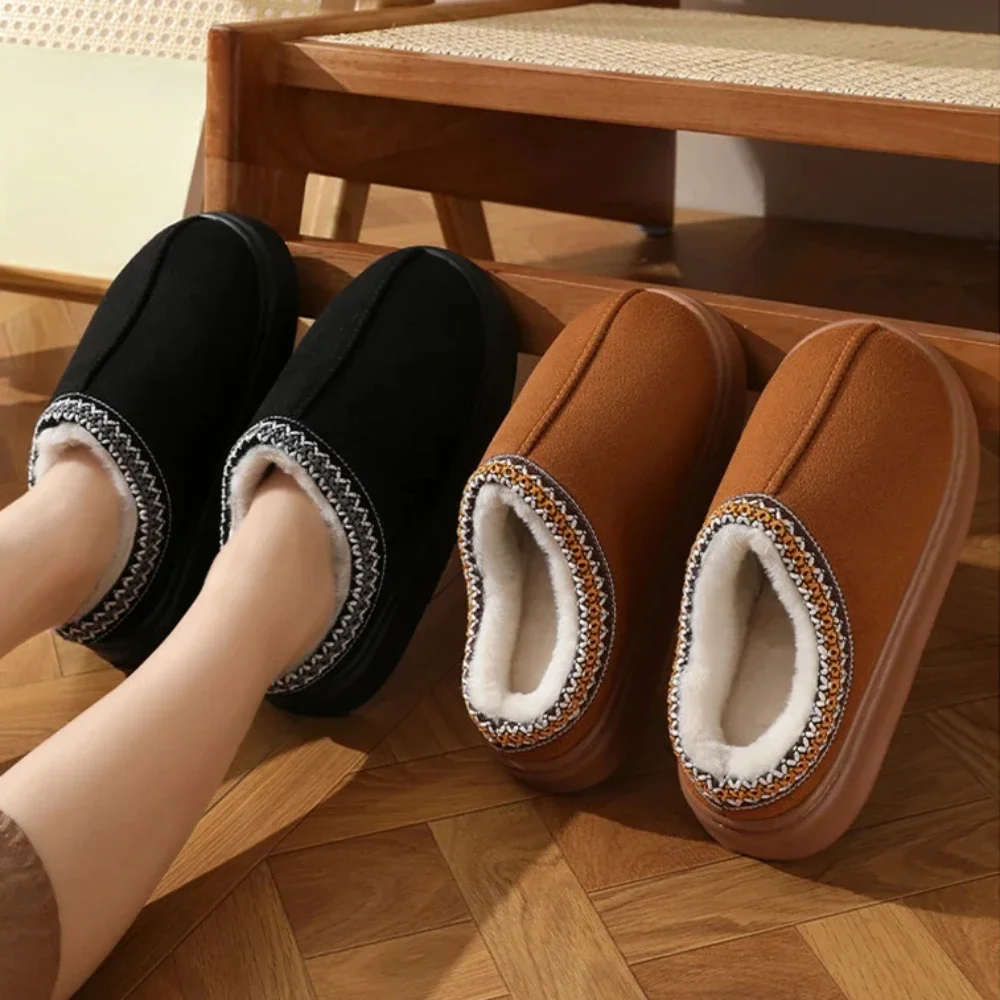 

Pop Thick Bottom Home Fluffy Slippers Women Winter Soft Sole Plush House Slippers Woman Closed Toe Casual Cotton Shoes Size 36-4