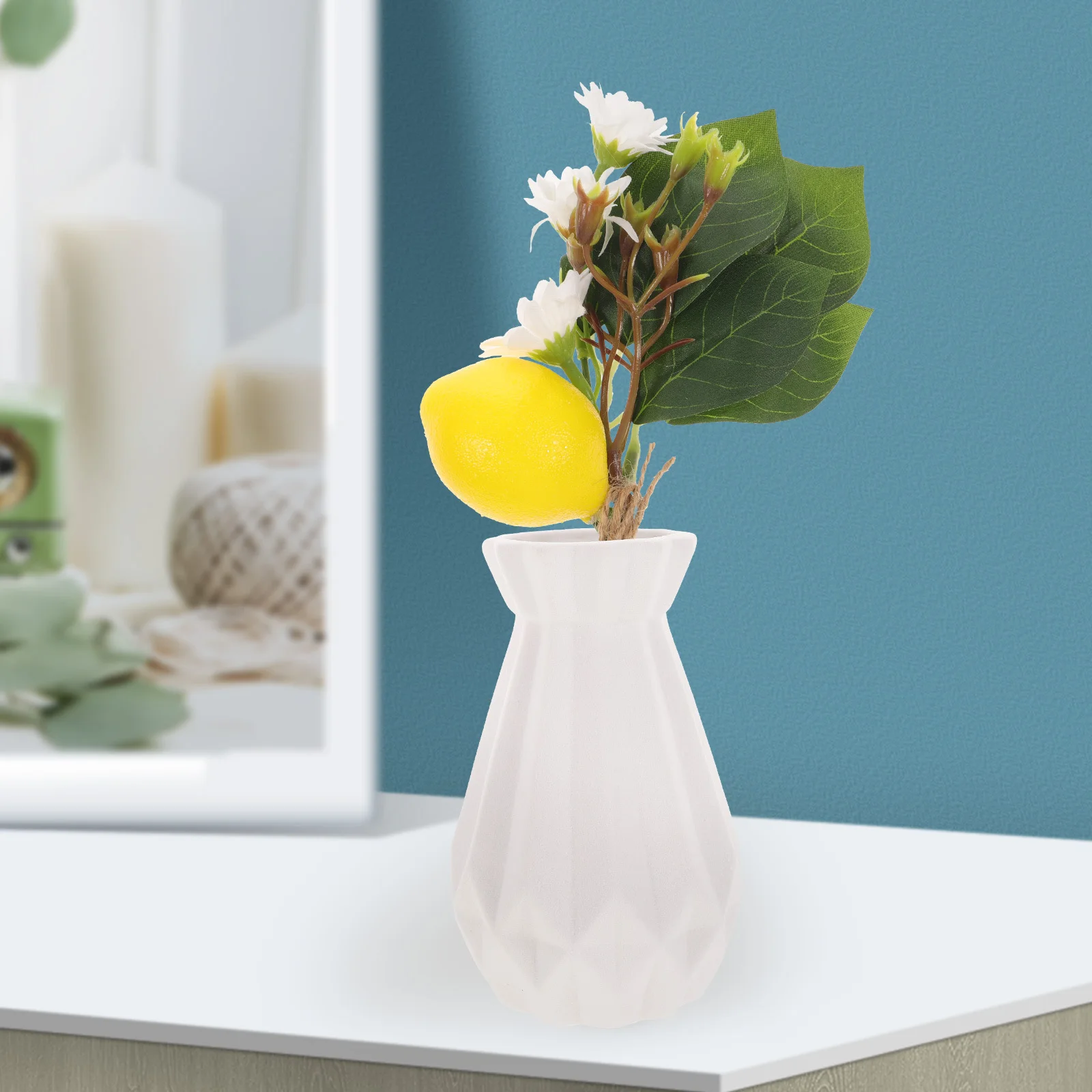 

Fake Lemon Flower Branch High-Class Plastic Vivid Simulation Home Decor Vase DIY Adornment Decorative Flower Cutting Branch
