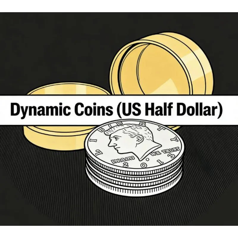 

Динамический магический трюк с монетами в медной коробке - иллюзия исчезновения и появления монеты в размере американской полудолларовой монеты, реквизит для фокусов из близкого плана для фокусников