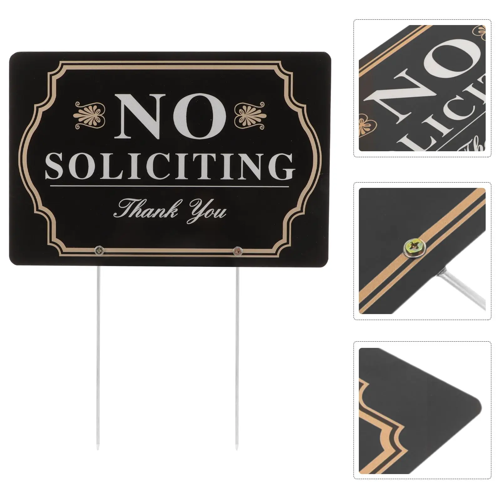 No Soliciting Yard Sign Home Stake Outdoor Aluminum High Visibility Material Easy Installation Practical Use Multi