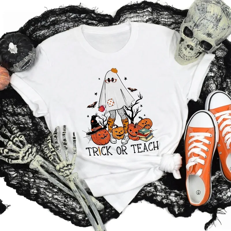 

New European and American Style Halloween 3D Printed Short Sleeved Couple's Versatile Breathable Quick Drying Top Trendy