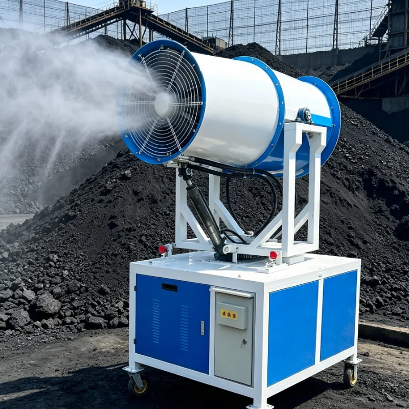 Industrial Mist Blower Wheeled Mobile Fog Cannon Sprayer Anti Blocking Spray Nozzle For Coal Loading Site Dust Reduction