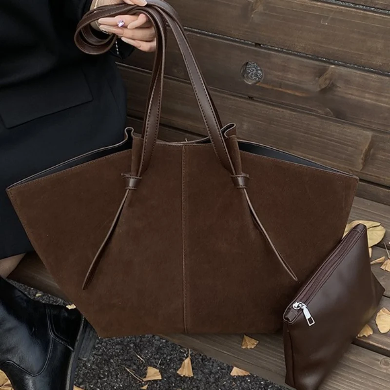 

Suede Faux Fur Large Capacity Tote Bag for Women - 2025 Autumn/Winter New Trendy Fashion Simple Commute Crossbody Bag