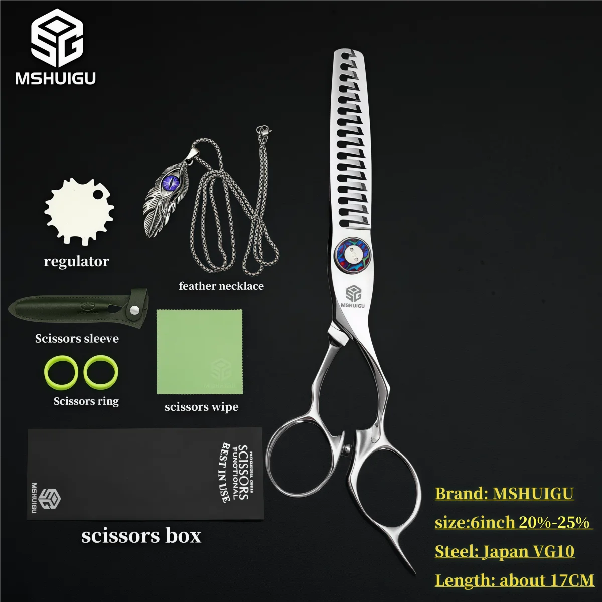 MSHUIGU Professional hair scissors Multifunctional reverse blade thinning shears  vg10 5.5-6-6.5-7inch barber tool accessories