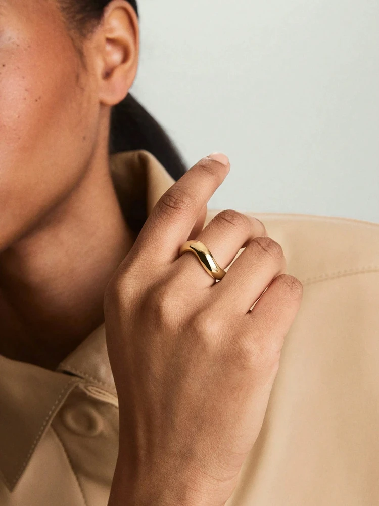 خاتم موجة بسيط ناعم وبسيط من الفضة الإسترليني عيار 925 للنساء لحفلات الخطوبة والذكرى السنوية هدايا مجوهرات راقية عالية الجودة