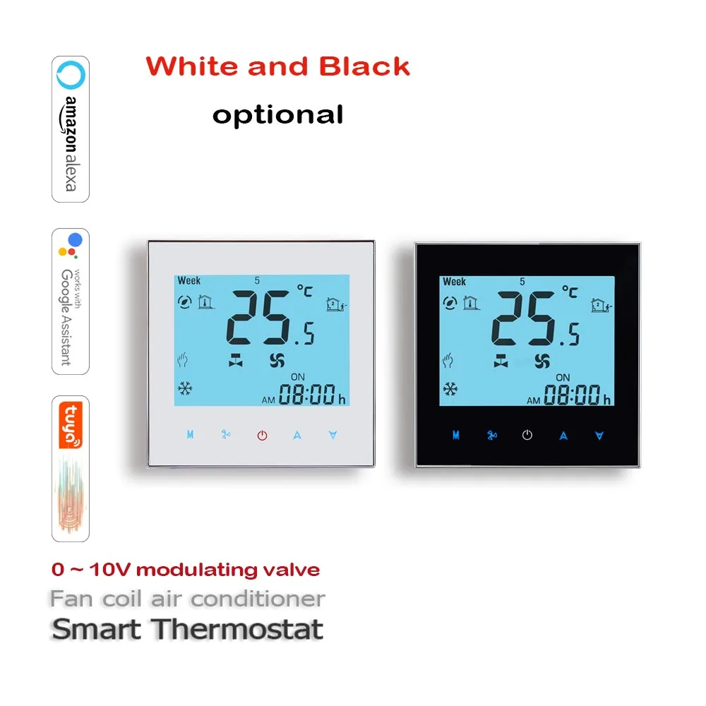 0-10V valve Intelligent fan coil temperature controller Tuya Wi-Fi Air conditioner thermostat Works with Alexa Google Home