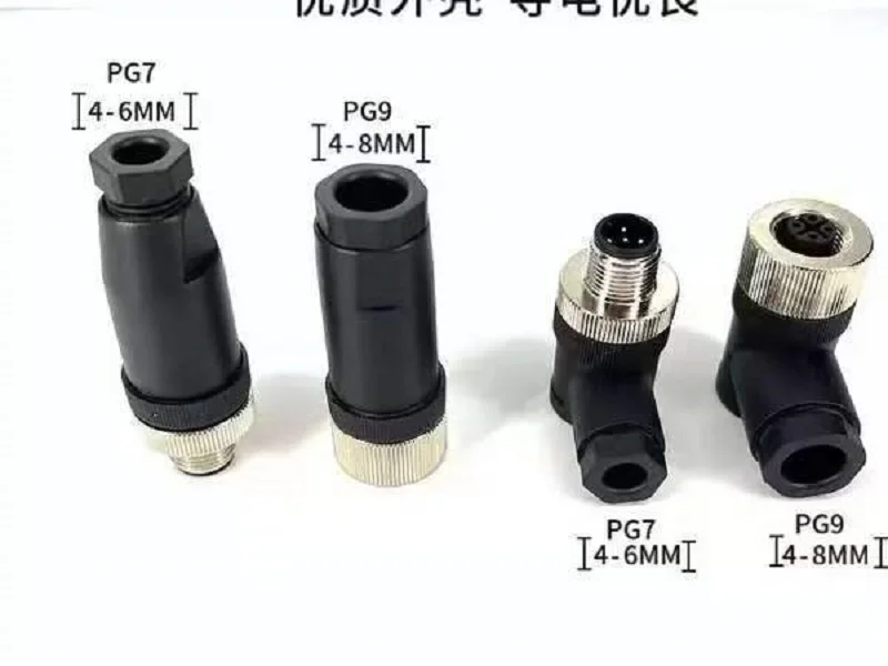 M12-Steckverbinder PG9 Wasserdicht 4/5/8-polig Stecker Buchse Gerade Winkellos Lötfreie Schraubklemme für 6-8mm Kabel – Detail 4