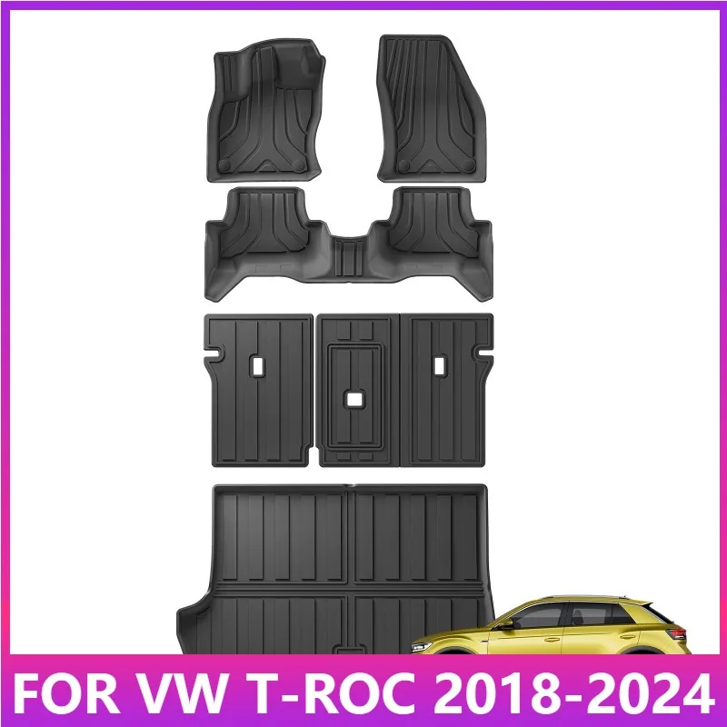

Для VW T-ROC 2018-2023 2024 TPE 3D автомобильные коврики грузовой подкладки багажник спинка коврик с левым рулем