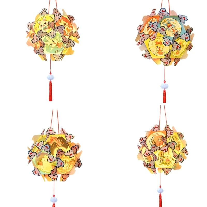 

5 Pack Handmade Hydrangea Lamps Handheld Rabbits Lamp Festival Home Decoration