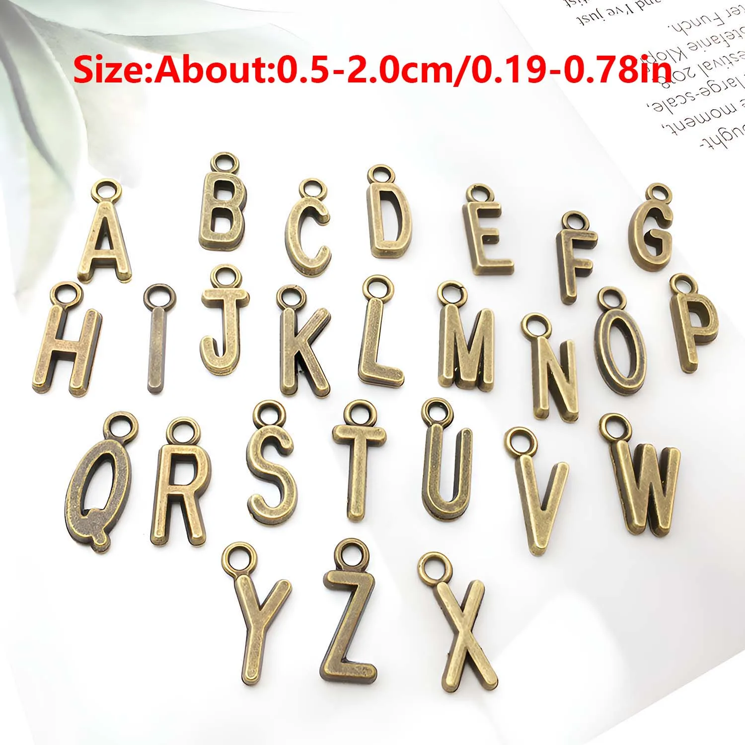 20/26pcs Antique Bronze 26 Letter Charms Alloy A-Z Letter Pendants for DIY Bracelets Necklaces Earrings Jewelry Making Accessory