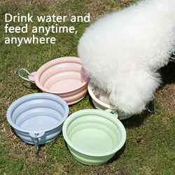 Dog/Cat Pet Folding Silicone Bowl Outdoor Travel Foldable Portable Feeding And Water Food Container Feeding Tray Bowl Pet Suppli