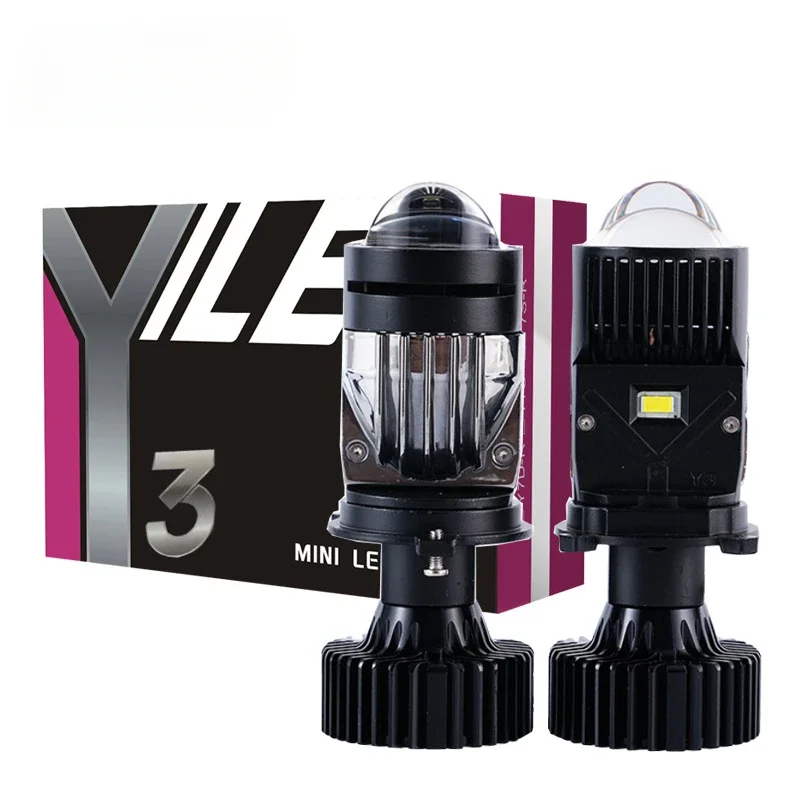 2PCS Y3 lens with matrix laser H4 near and far integrated headlight ultra bright 55W automotive led headlight y3 fisheye light