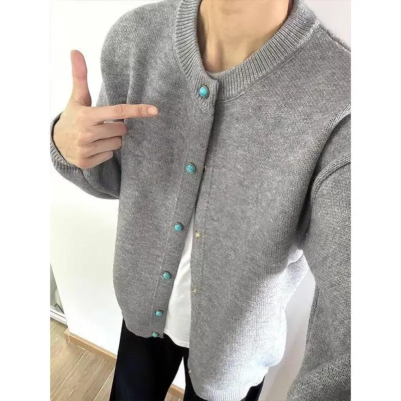

Осень-зима, вязаный свитер с v-образным вырезом, кардиган, мужская цветная повседневная верхняя одежда, мягкий полиэстер, длинная застежка-молния све
