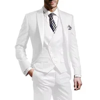 Traje de 3 piezas de color sólido para hombre, conjunto formal de negocios/boda a la moda, traje con solapa de un solo botón, chaleco y pantalones