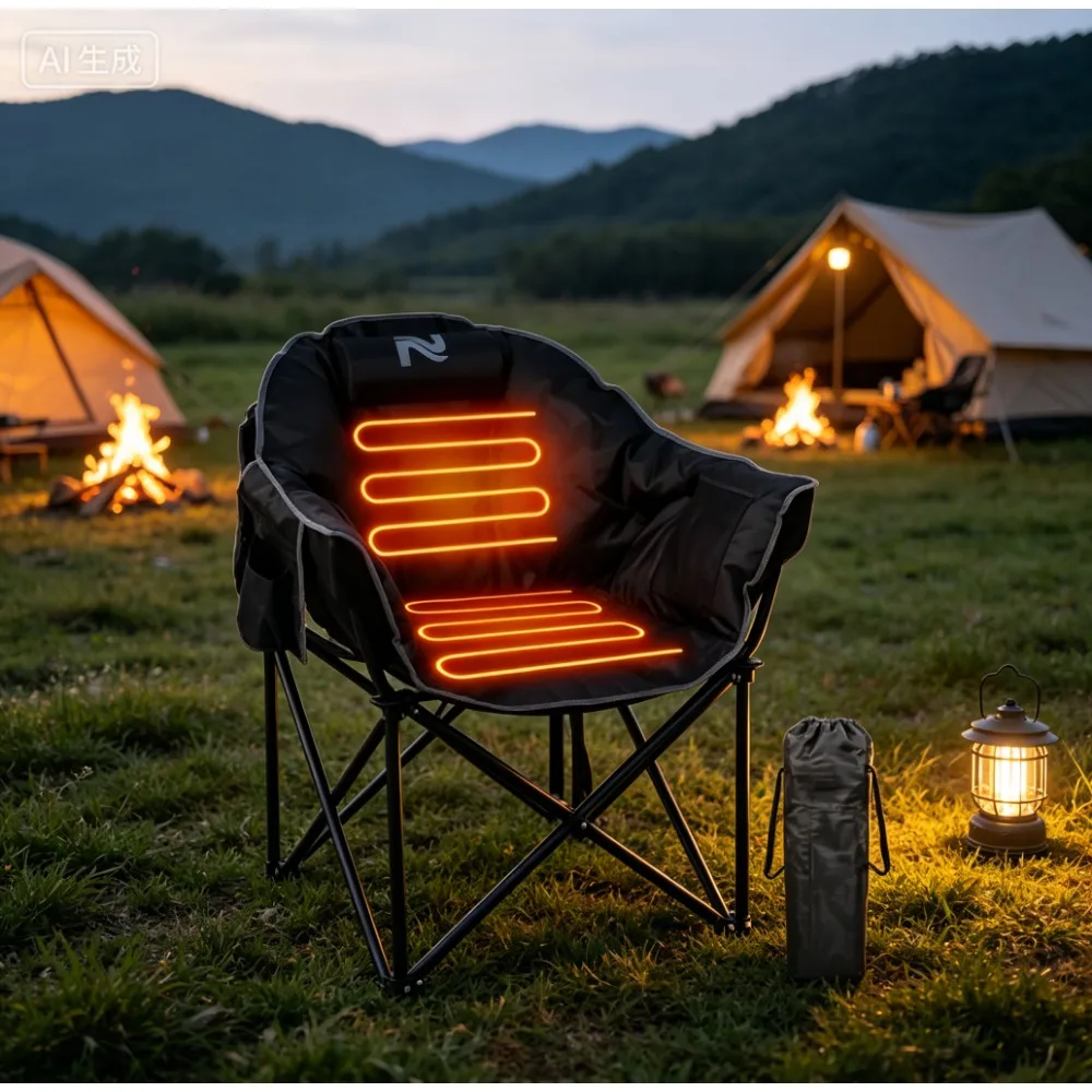 

Увеличенное складное кресло-шезлонг с подогревом для кемпинга, 3 уровня нагрева, портативное, для патио и улицы, на заказ