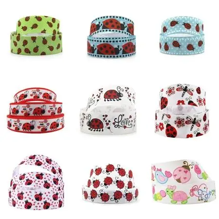 5 Yards Multi Size Ladybug Printed Grosgrain Ribbon Fabric For Gift Wrapping DIY Bow-knot Crafts Home Packing Ribbon,5Yc8750