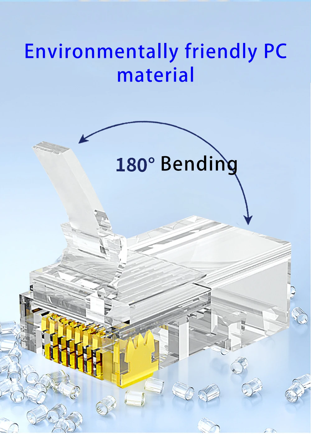 1/10/50Pcs Pass Through RJ45 Cat6/Cat5e Connectors Crystal End Gold-Plated 8P8C Crimp UTP Standard Ethernet Network Modular Plug