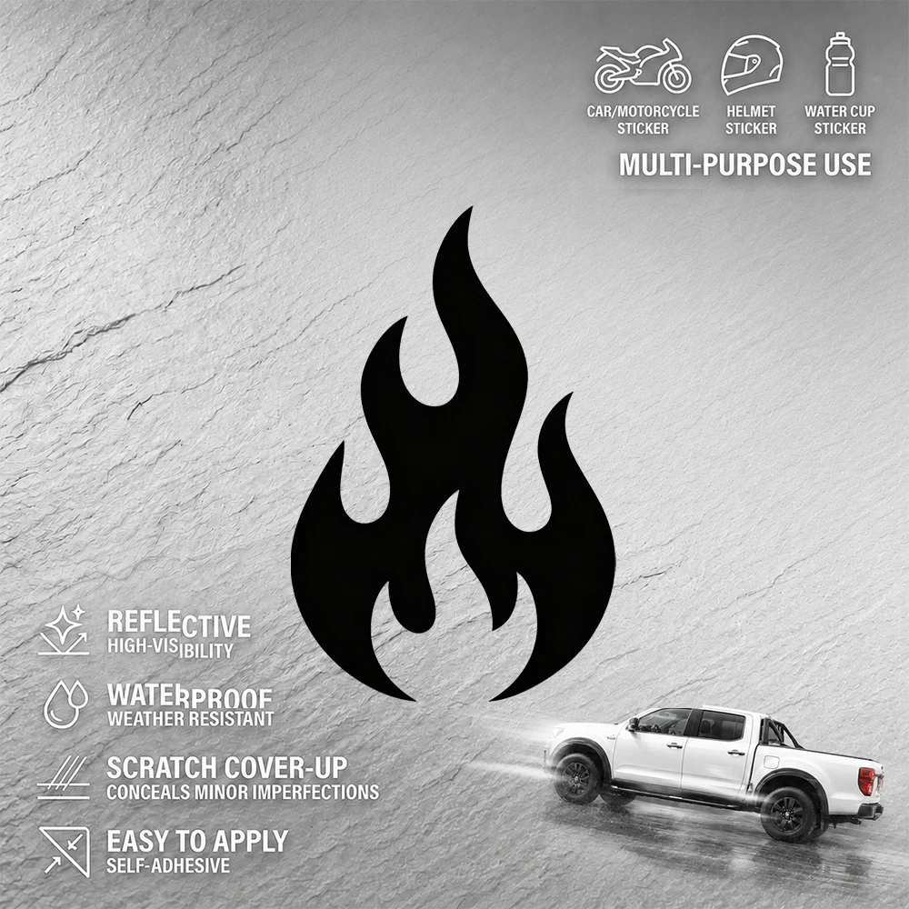 Black Flame Car Sticker Decal Fire Flame Vinyl Graphic Auto Motorcycle Bumper Hood Waterproof Decoration