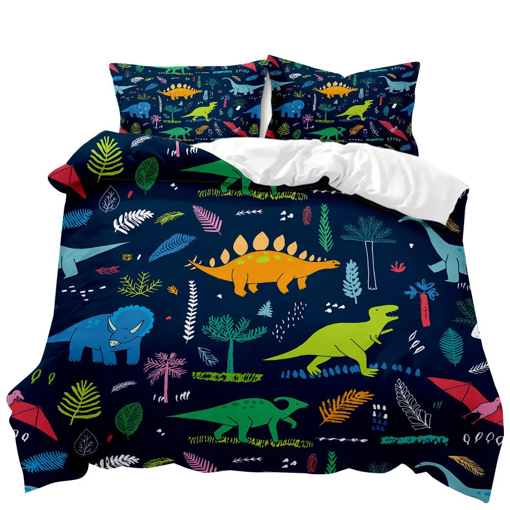 

Dinosaur Duvet Cover Set Tropical Cartoon Dinosaur Twin Bedding Set For Kids Teens Double Queen King Size Polyester Quilt Cover