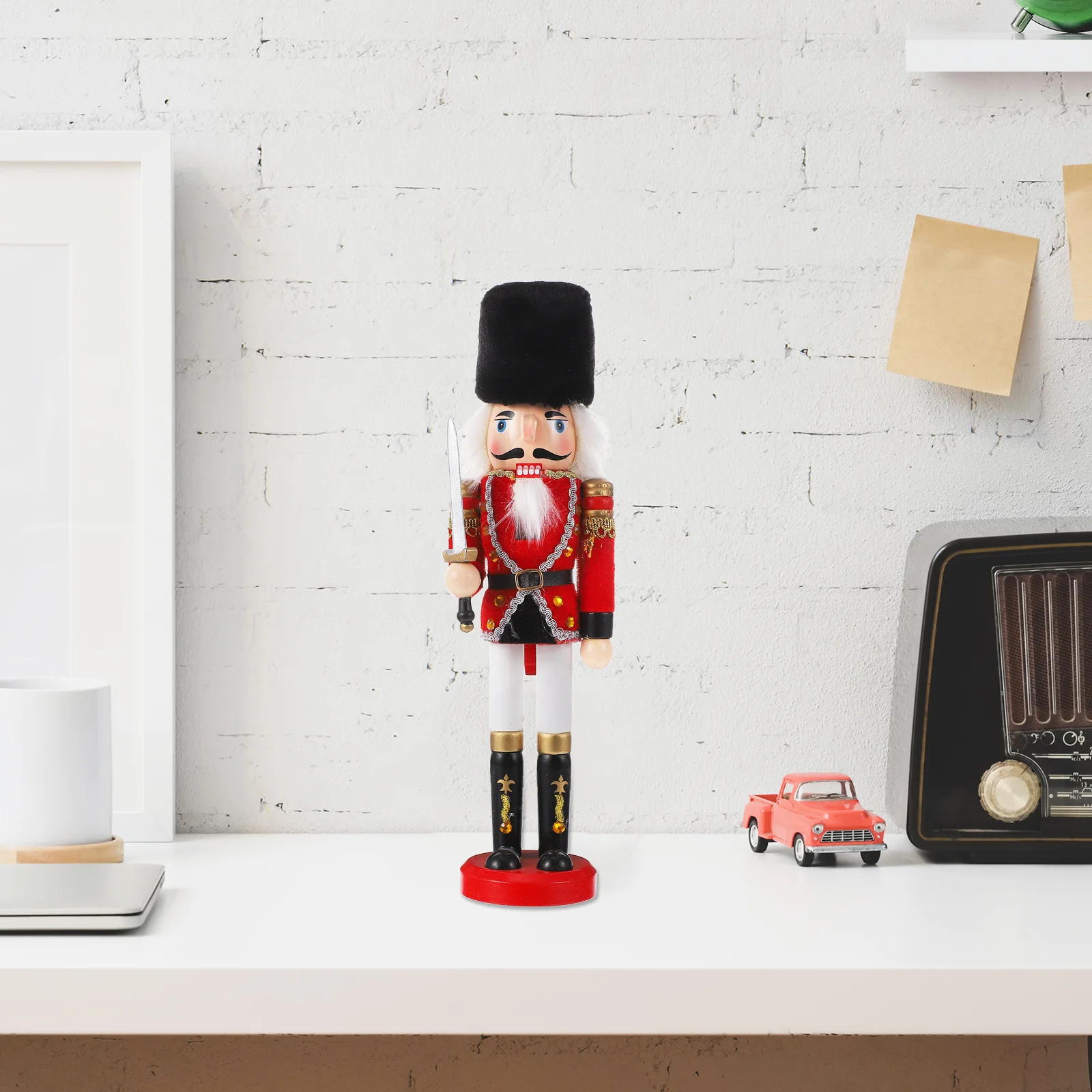 

Wooden Nutcracker Walnut Soldier Ornament Classic Design Desktop Decor For Home Office Christmas Gift Kids Craft