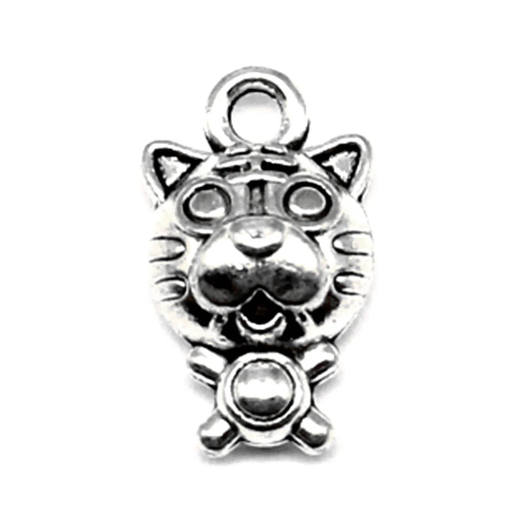 5pcs 10x17mm Tiger Charms Pendants And Necklaces Findings For Diy Jewelri For Woman Antique Silver Color